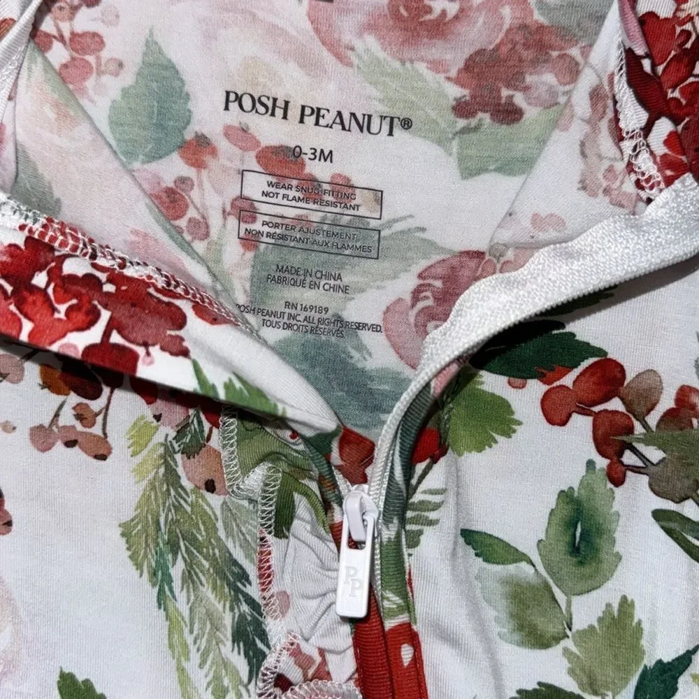 NWT POSH PEANUT RUFFLE ZIPPERED FOOTIE 0/3M